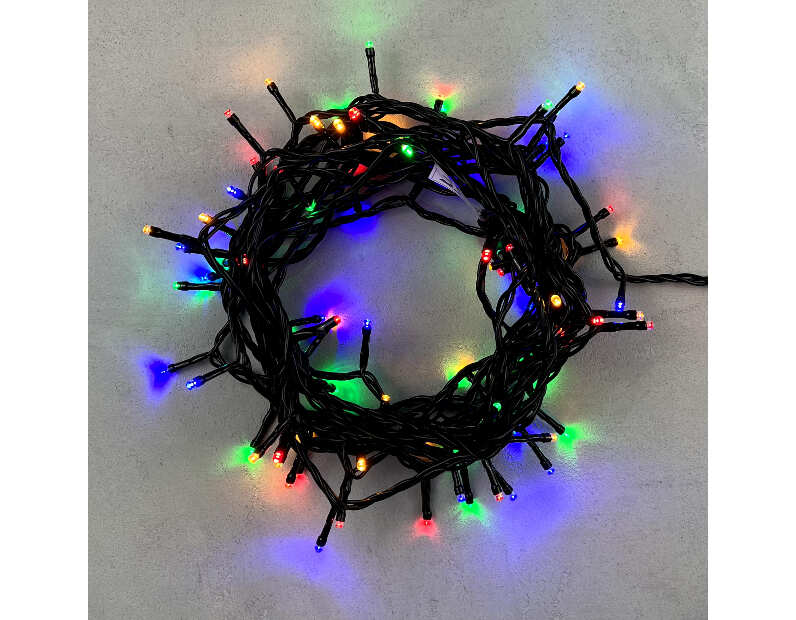 Гирлянда Нить 10м Разноцветная 24В, 100 LED, Провод Черный ПВХ, IP54 PST100-11-1M