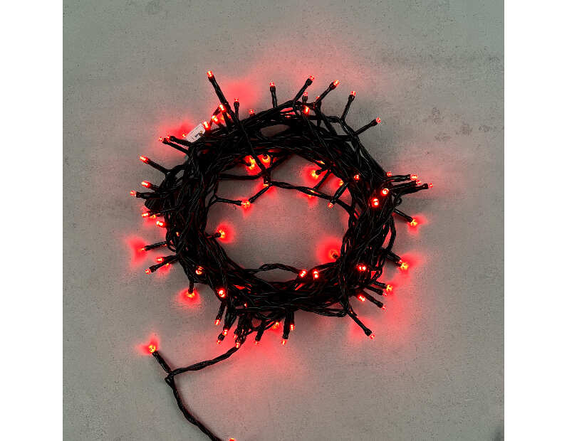 Гирлянда Нить 10м Красная 24В, 100 LED, Провод Черный ПВХ, IP54 PST100-11-1R