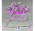 Гирлянда Нить 10м Розовая с Мерцанием Белого Диода 24В, 100 LED, Провод Прозрачный ПВХ, IP54 PST100BLW-10-1P