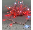 Гирлянда Нить 10м Красная с Мерцанием Белого Диода 220В, 100 LED, Провод Прозрачный ПВХ, IP54 PST100BLW-10-2R