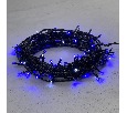Гирлянда Нить 10м Синяя с Мерцанием Белого Диода 24В, 100 LED, Провод Черный ПВХ, IP54 PST100BLW-11-1B