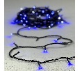 Гирлянда Нить 10м Синяя с Мерцанием Белого Диода 24В, 100 LED, Провод Черный ПВХ, IP54 PST100BLW-11-1B