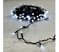 Гирлянда Нить с Колпачком 10м Белая с Мерцанием Белого Диода 220В, 100 LED, Провод Черный ПВХ, IP65 PST100BLWCAP-11-2W