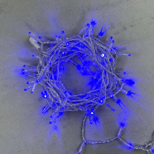 Гирлянда Нить с Колпачком 10м Синяя 24В, 100 LED, Провод Прозрачный ПВХ, IP65 PST100CAP-10-1B
