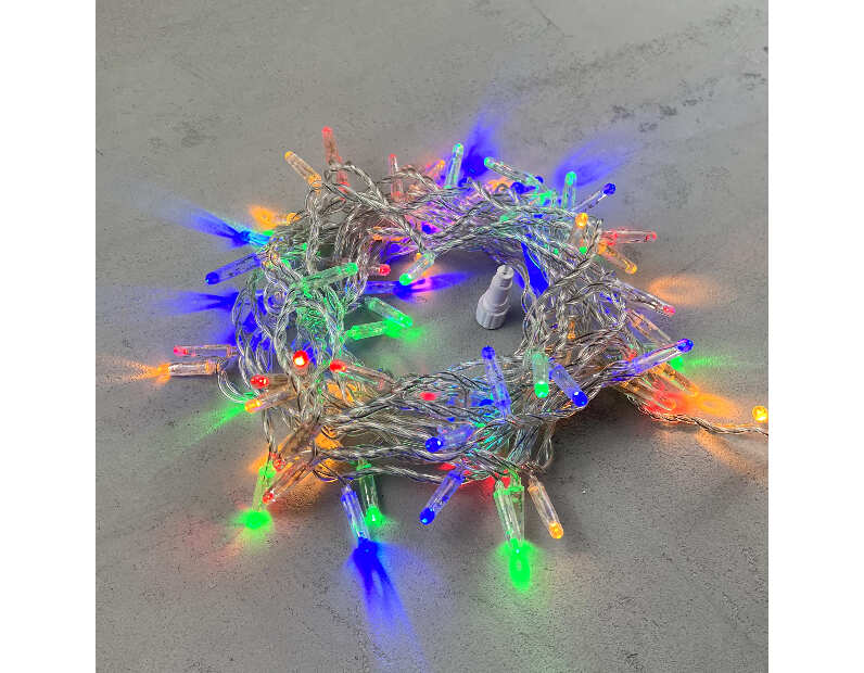 Гирлянда Нить с Колпачком 10м Разноцветная 24В, 100 LED, Провод Прозрачный ПВХ, IP65 PST100CAP-10-1M