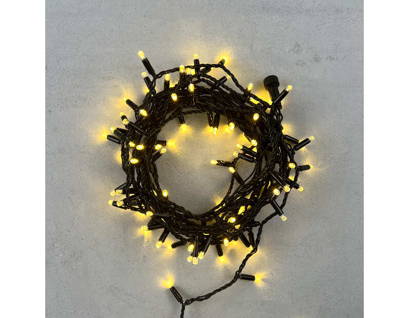 Гирлянда Нить с Колпачком 10м Шампань, 100 LED, Провод Черный ПВХ, IP65 PST100CAP-11-2CH