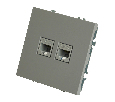 Розетка компьютерная 2-местная RJ-45 (механизм), STEKKER, серия Эмили, RST00-5111-10, платиново-серый, soft touch 49952