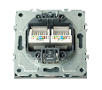 Розетка компьютерная 2-местная RJ-45 (механизм), STEKKER, серия Эмили, RST00-5111-10, платиново-серый, soft touch 49952