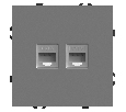 Розетка компьютерная 2-местная RJ-45 (механизм), STEKKER, серия Эмили, RST00-5111-10, платиново-серый, soft touch 49952