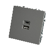 Розетка 2-местная USB + Type C (механизм), STEKKER, 250В, 20W, серия Эмили, RST10-5115-10, платиново-серый, soft touch 49957