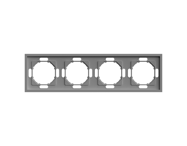 Рамка STEKKER, PFR00-5004-10  4-местная, серия Эмили, платиново-серый, soft touch 49965
