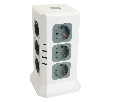 Удлинитель 12-местн с/з, 3x1мм2, 1.5 м,250В,16А, 3520Вт 3USB A + 1C 5V 3,4A, белый, серый серия Comfort HM10-61-01 49991