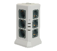 Удлинитель 12-местн с/з, 3x1мм2, 1.5 м,250В,16А, 3520Вт 3USB A + 1C 5V 3,4A, белый, серый серия Comfort HM10-61-01 49991