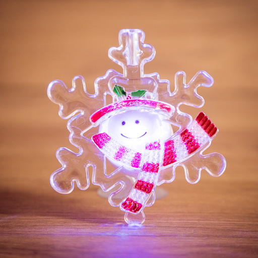 Фигура светодиодная на присоске Снежинка со снеговиком NN-501-021