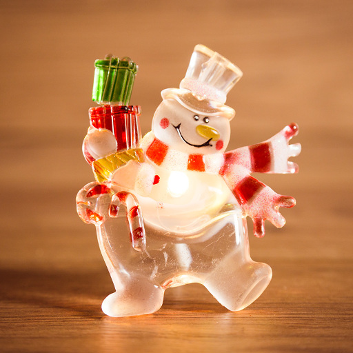 Фигура светодиодная на присоске Снеговик с подарком NN-501-022