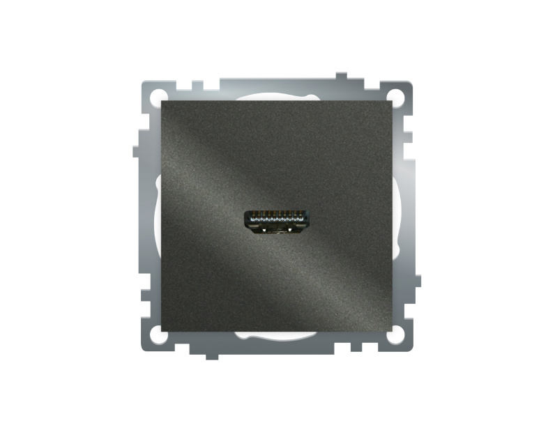 Розетка HDMI 2.1, Type A (механизм), серия Катрин, графит, GLS00-7118-06