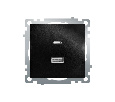 Розетка 2-местная USB + type C (механизм), STEKKER GLS10-7116-05, 250B, 3А, серия Катрин, черный