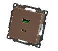 Розетка 2-местная USB + type C (механизм), STEKKER GLS10-7116-02, 250B, 3A, max 20W, серия Катрин, шампань