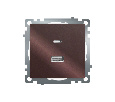 Розетка 2-местная USB + type C, STEKKER GLS10-7116-04, 250В, 3А, max 20W,серия Катрин, шоколад