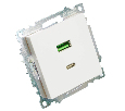 Розетка USB 2-местная + type C (механизм), STEKKER GLS10-7116-01, 250В, 3А, max 20W, серия Катрин, белый