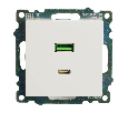 Розетка USB 2-местная + type C (механизм), STEKKER GLS10-7116-01, 250В, 3А, max 20W, серия Катрин, белый