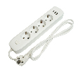 Удлинитель 4-местный c/з 3x1 мм2, 1,8 м, 250В, 10А, 2USB+1Type-C 2,4А, серия Home plus, белый STEKKER HM08-43-02