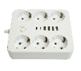 Удлинитель 6-местный c/з 3x1 мм2, 1,8 м, 250В, 10А, 4USB+2Type-C 2,4А, серия Home plus, белый STEKKER HM09-66-02