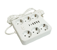 Удлинитель 6-местный c/з 3x1 мм2, 1,8 м, 250В, 10А, 4USB+2Type-C 2,4А, серия Home plus, белый STEKKER HM09-66-02