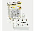 Удлинитель 6-местный c/з 3x1 мм2, 1,8 м, 250В, 10А, 4USB+2Type-C 2,4А, серия Home plus, белый STEKKER HM09-66-02