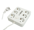Удлинитель 6-местный c/з 3x1 мм2, 1,8 м, 250В, 10А, 4USB+2Type-C 2,4А, серия Home plus, белый STEKKER HM09-66-02