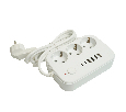 Удлинитель 3-местный c/з 3x1 мм2, 1,8 м, 250В, 10А, 4USB+2Type-C 2,4А, серия Home plus, белый STEKKER HM09-36-02