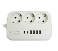 Удлинитель 3-местный c/з 3x1 мм2, 1,8 м, 250В, 10А, 4USB+2Type-C 2,4А, серия Home plus, белый STEKKER HM09-36-02