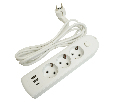 Удлинитель 3-местный c/з 3x1 мм2, 3 м, 250В, 10А, 2USB+1Type-C 2,4А, серия Home plus, белый STEKKER HM08-33-02