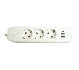 Удлинитель 3-местный c/з 3x1 мм2, 3 м, 250В, 10А, 2USB+1Type-C 2,4А, серия Home plus, белый STEKKER HM08-33-02