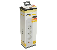 Удлинитель 3-местный c/з 3x1 мм2, 3 м, 250В, 10А, 2USB+1Type-C 2,4А, серия Home plus, белый STEKKER HM08-33-02
