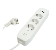 Удлинитель 3-местный c/з 3x1 мм2, 3 м, 250В, 10А, 2USB+1Type-C 2,4А, серия Home plus, белый STEKKER HM08-33-02