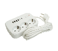 Удлинитель 3-местный c/з 3x1 мм2, 3 м, 250В, 10А, 4USB+2Type-C 2,4А, серия Home plus, белый STEKKER HM09-36-02