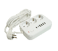 Удлинитель 3-местный c/з 3x1 мм2, 3 м, 250В, 10А, 4USB+2Type-C 2,4А, серия Home plus, белый STEKKER HM09-36-02