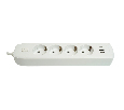 Удлинитель 4-местный c/з 3x1 мм2, 3 м, 250В, 10А, 2USB+1Type-C 2,4А, серия Home plus, белый STEKKER HM08-43-02