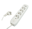 Удлинитель 4-местный c/з 3x1 мм2, 3 м, 250В, 10А, 2USB+1Type-C 2,4А, серия Home plus, белый STEKKER HM08-43-02