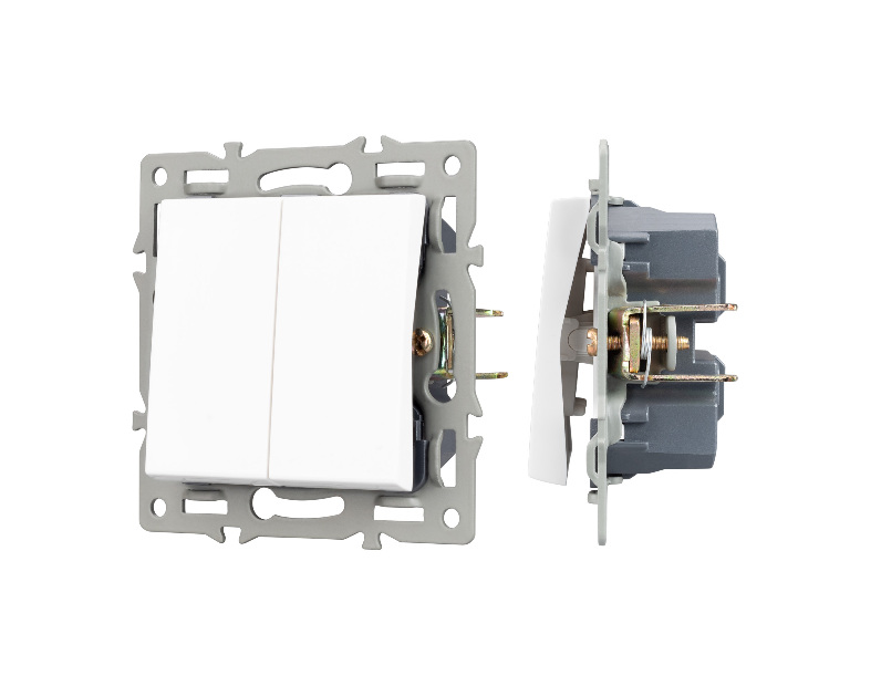 Механизм выключателя двухклавишный непроходной SWT-MK02-PL-WH (250V, 16A) (Arlight, -)