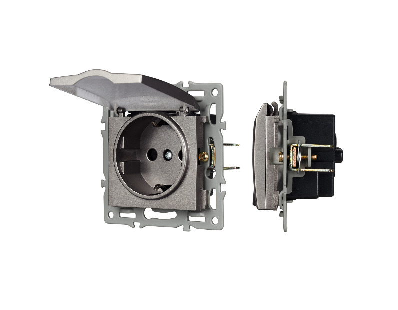 Механизм розетки влагозащищённый SCT-MCP-PL-GR (250V, 16A) (Arlight, -)