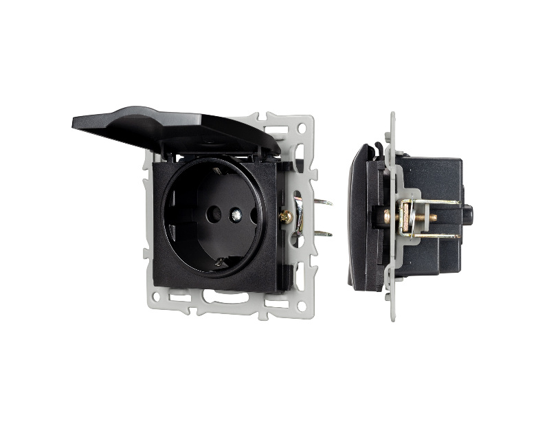 Механизм розетки влагозащищённый SCT-MCP-PL-BK (250V, 16A) (Arlight, -)