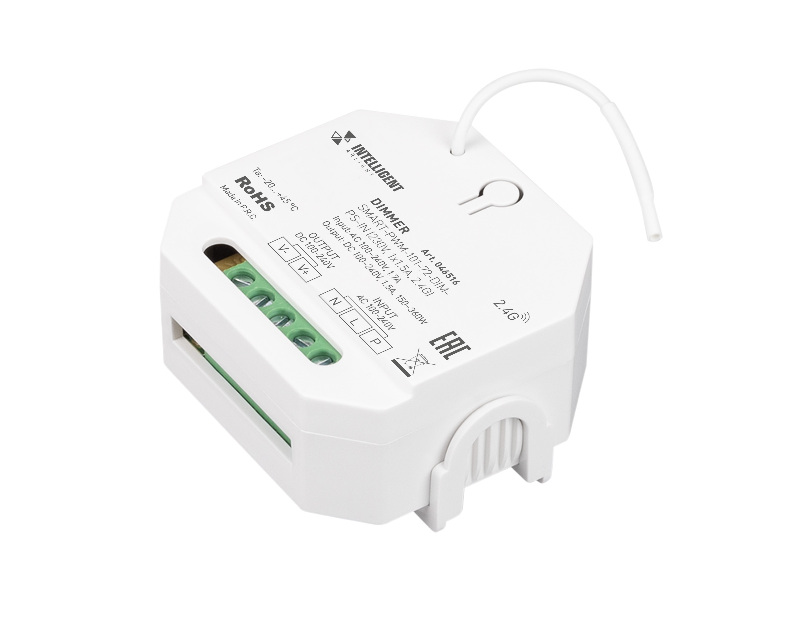 INTELLIGENT ARLIGHT Диммер SMART-PWM-101-72-DIM-PS-IN (230V, 1x1.5A, 2.4G) (IARL, IP20 Пластик, 5 лет)