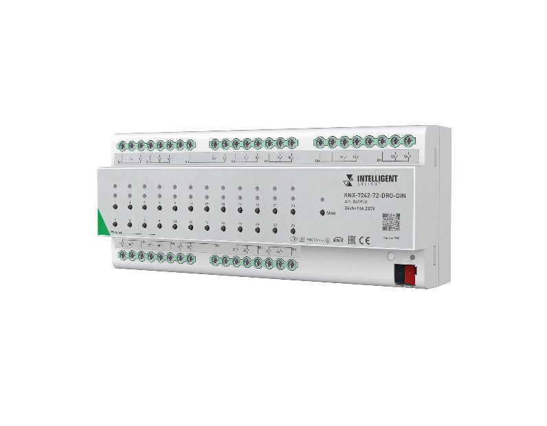 INTELLIGENT ARLIGHT Релейный модуль KNX-7242-72-DRO-DIN Grey (BUS, 24x10A) (IARL, IP20 Пластик, 2 года)