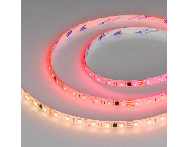Лента герметичная SPI-SE-B60-10mm 24V RGB-PX6-BPT (12 W/m, IP65, 5060, 5m) (Arlight, бегущий огонь)