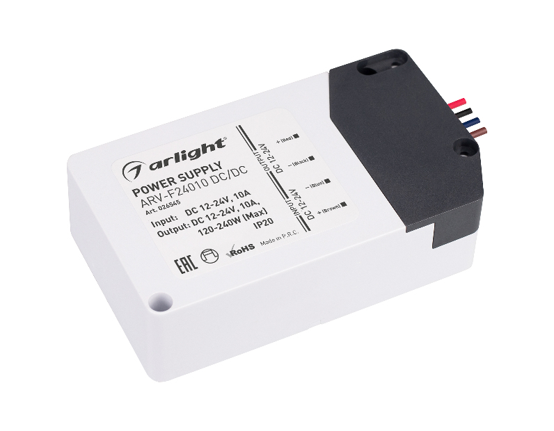 Блок питания ARV-F24010 DC/DC (12-24V, 10A, фильтр ШИМ) (Arlight, Пластик)