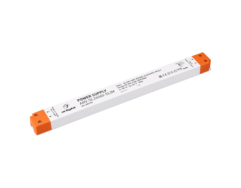 Блок питания ARV-SL24060-SLIM (24V, 2.5A, 60W, PFC) (Arlight, IP20 Пластик, 3 года)