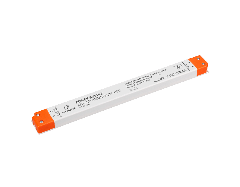 Блок питания ARV-SP-12060-SLIM-PFC (12V, 5A, 60W) (Arlight, IP20 Пластик, 5 лет)