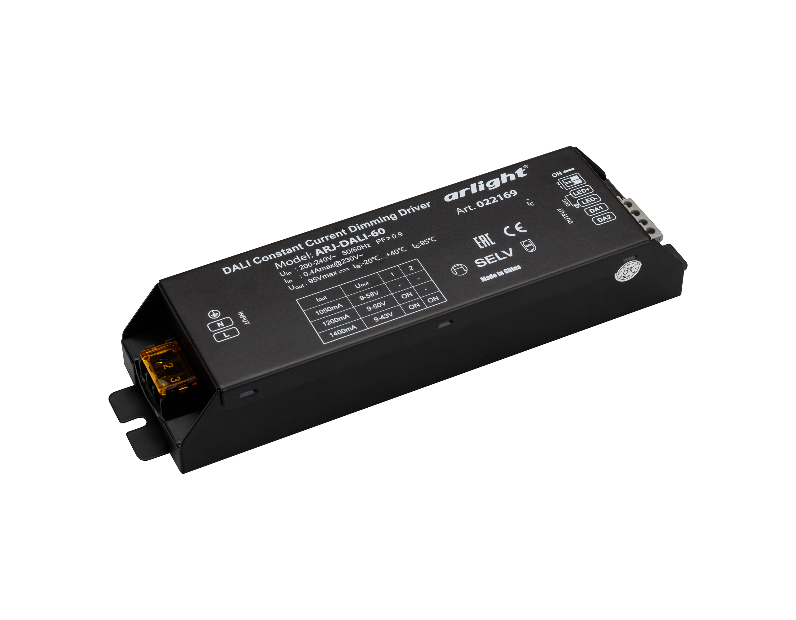 Блок питания ARJ-DALI-60 (60W, 1050/1200/1400mA, DALI, PFC) (Arlight, IP20 Металл, 2 года)